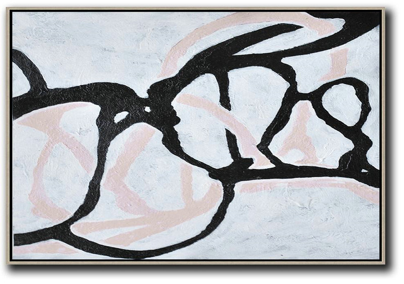 Extra Large Abstract Painting On Canvas,Hand-Painted Oversized Horizontal Minimal Art On Canvas,Pretty Abstract Paintings